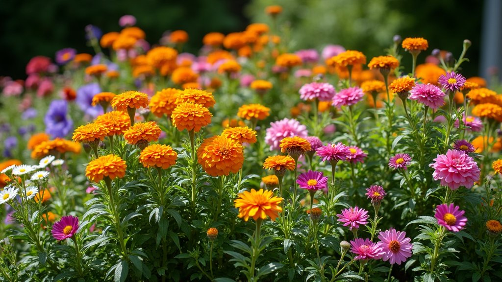 A cheerful garden bed packed with colorful, easy-to-grow flowers in the UK