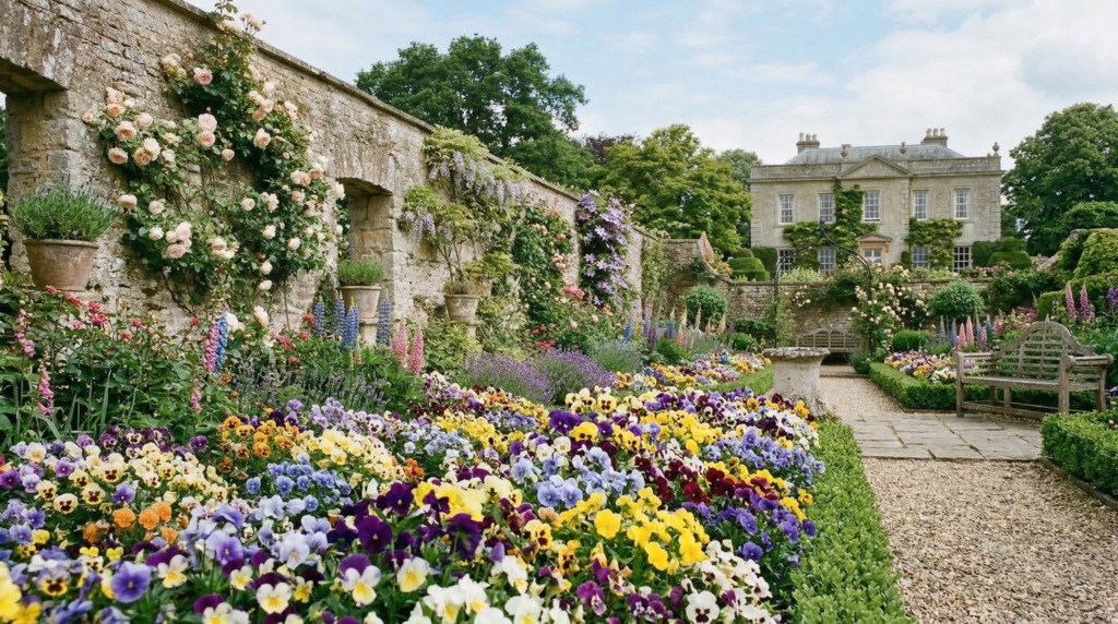Pansies and Violas in a Georgian Garden