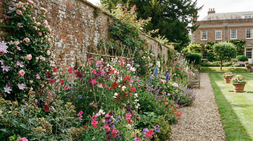 Sweet Peas in a Georgian Garden