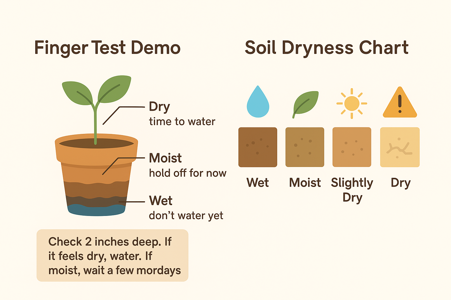 Finger test demo for checking soil moisture