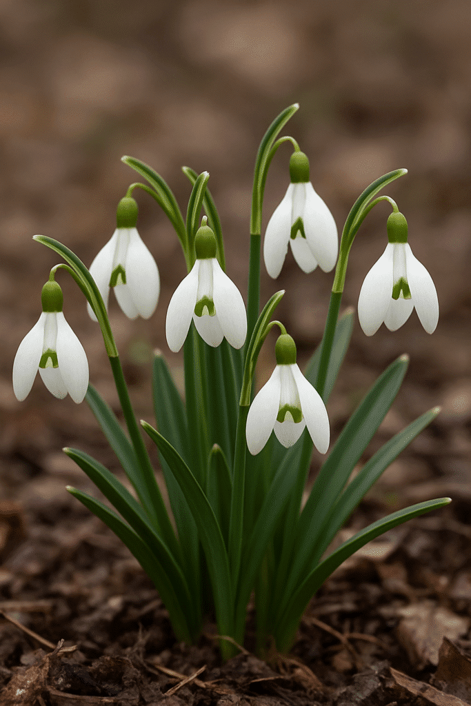 snowdrops in full bloom