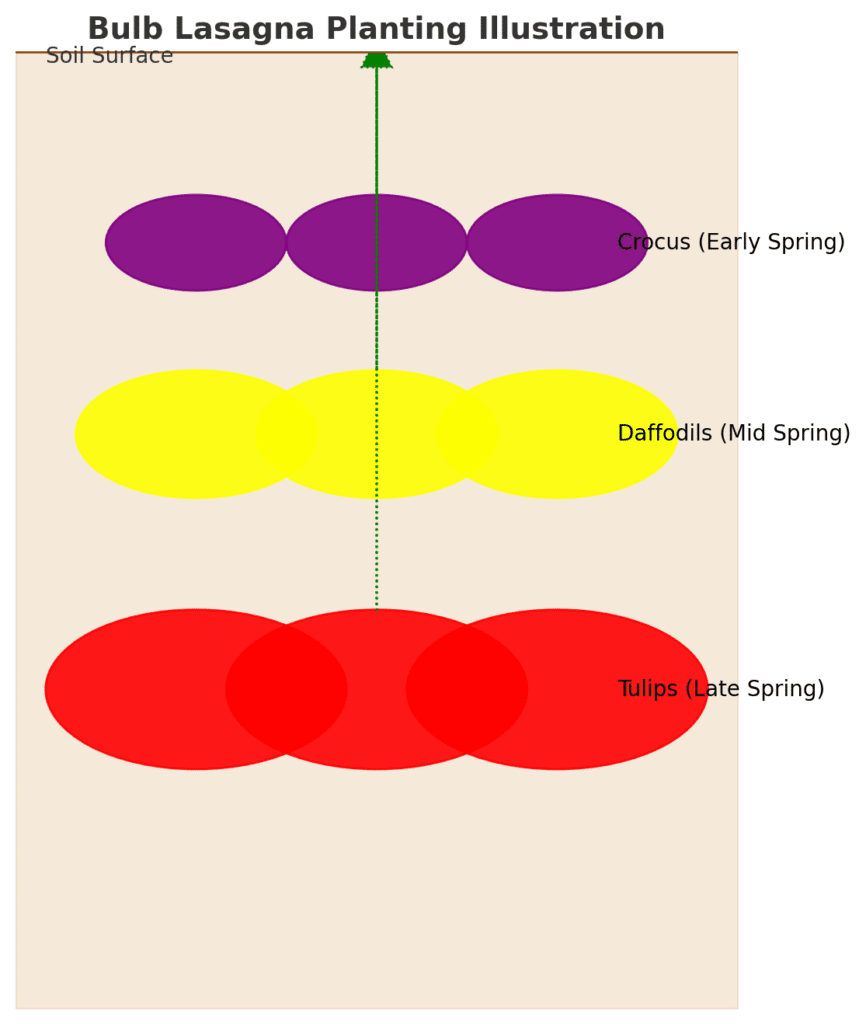 Planting bulbs lasagna method