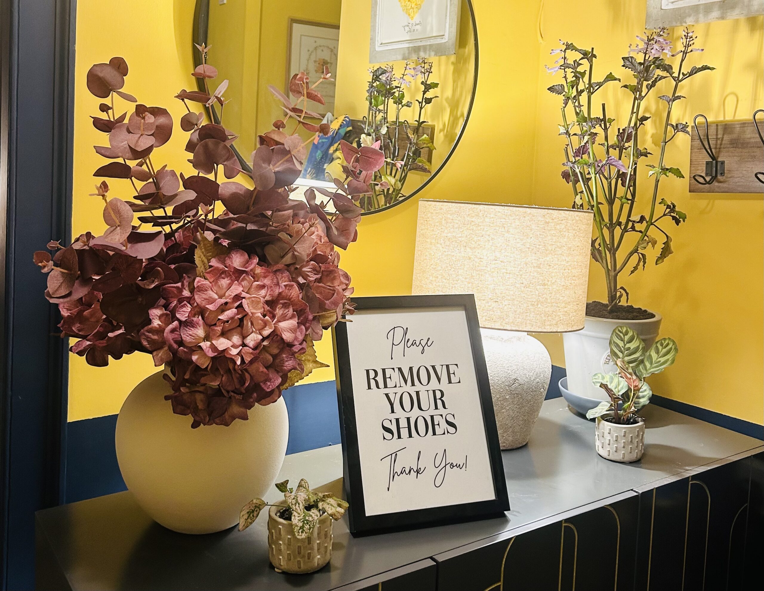 Lamp on a sideboard to give accent lighting